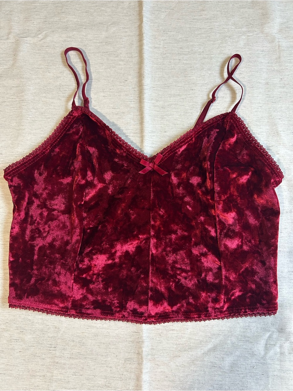 Bozzolo Red Velvet Lace-Trim Cami